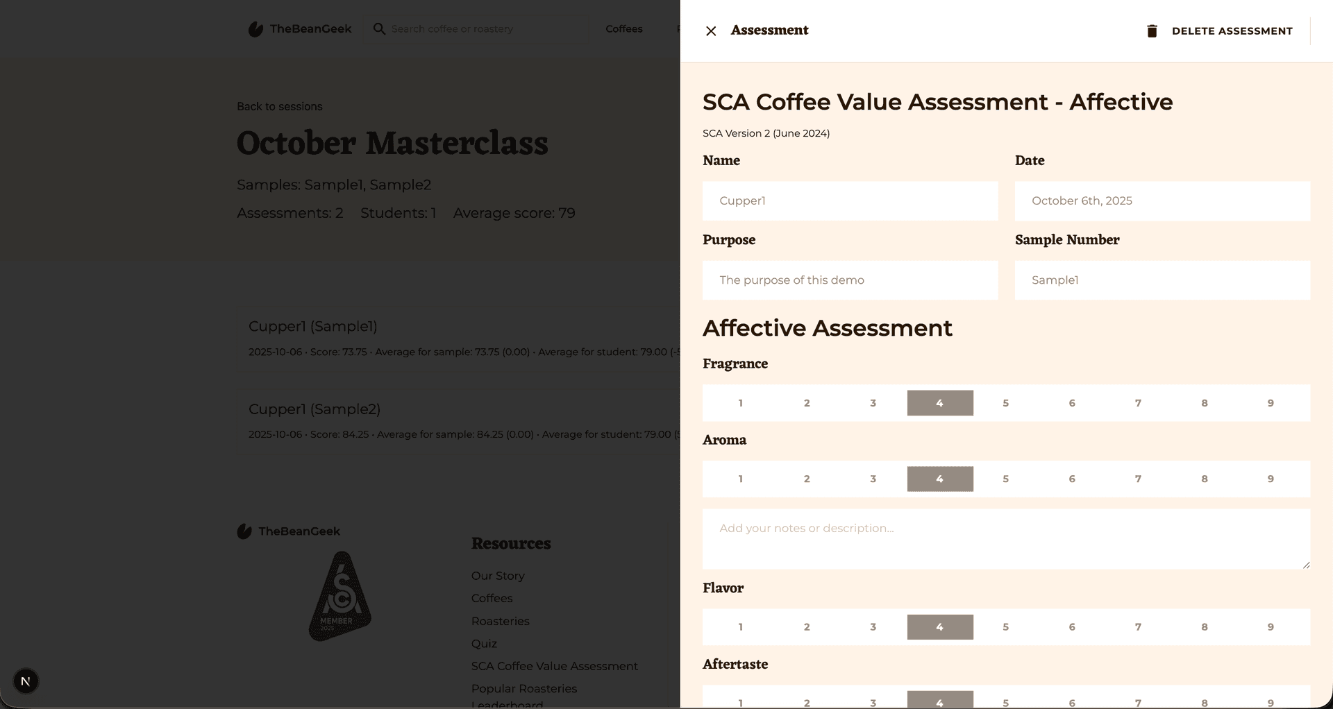 Assessment Details View