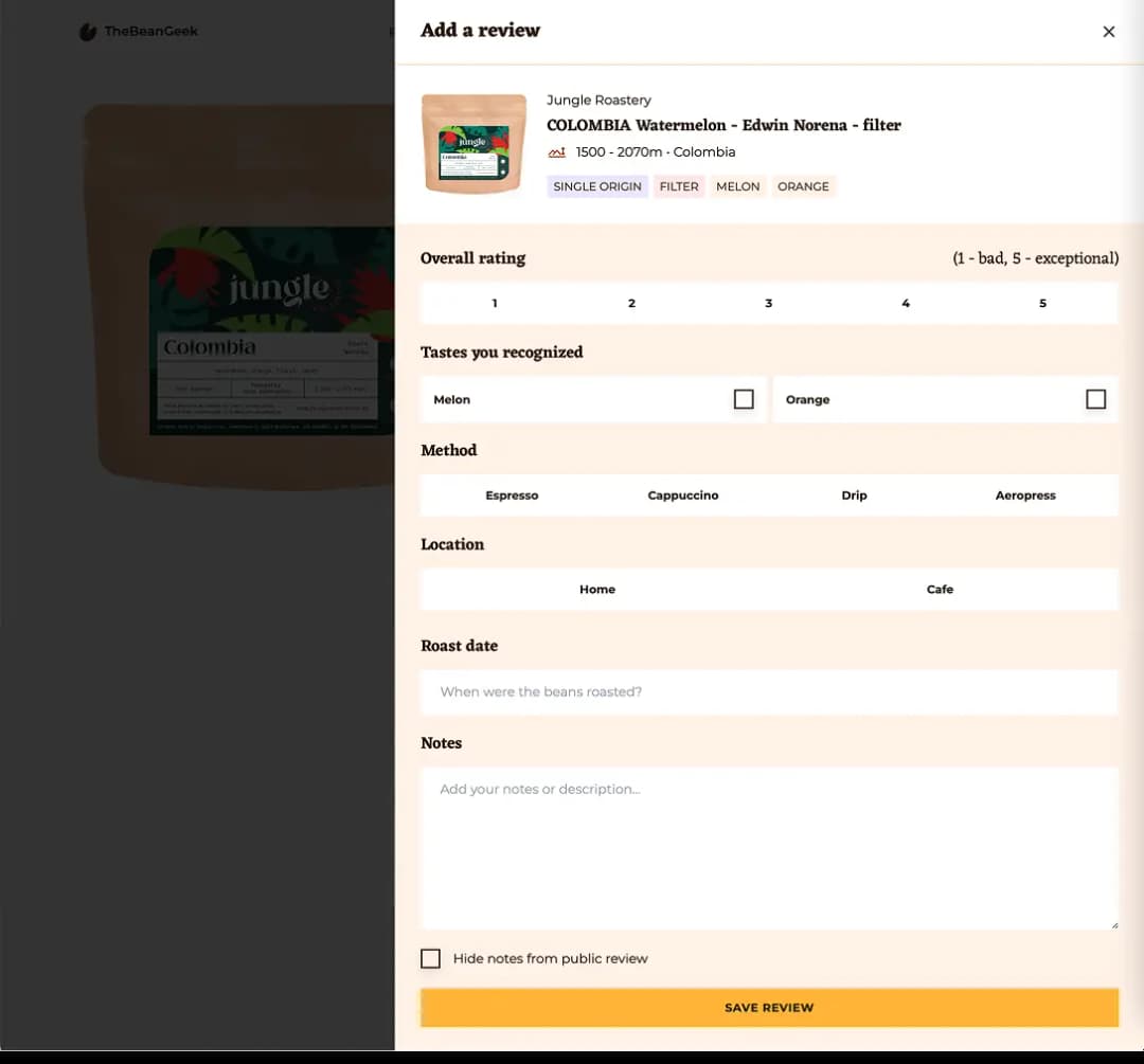 TheBeanGeek Coffee Rating