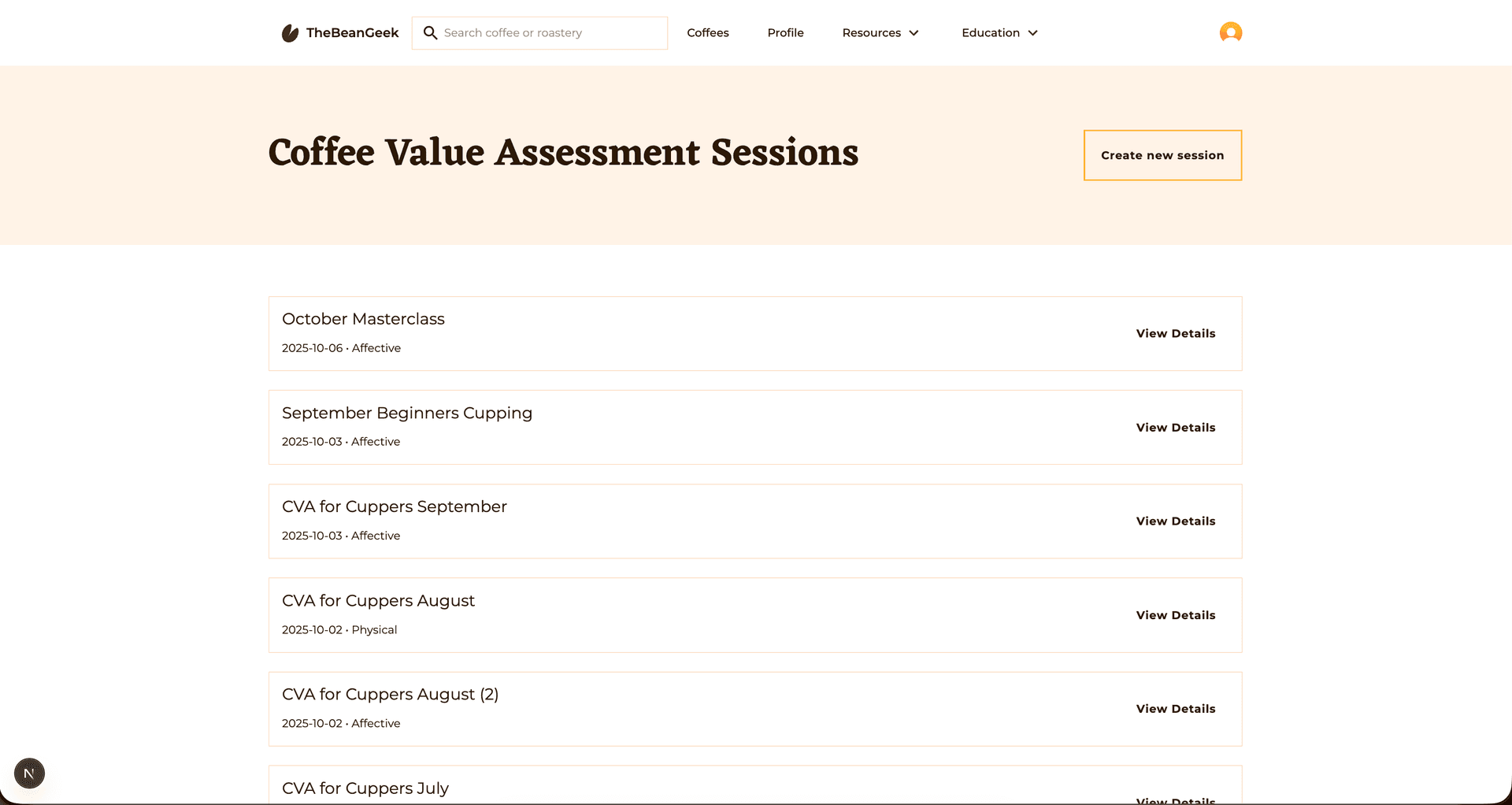 CVA Sessions Management