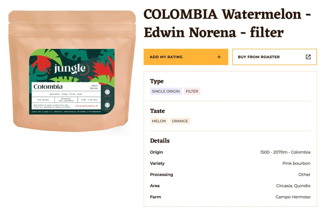 TheBeanGeek Coffee Details View