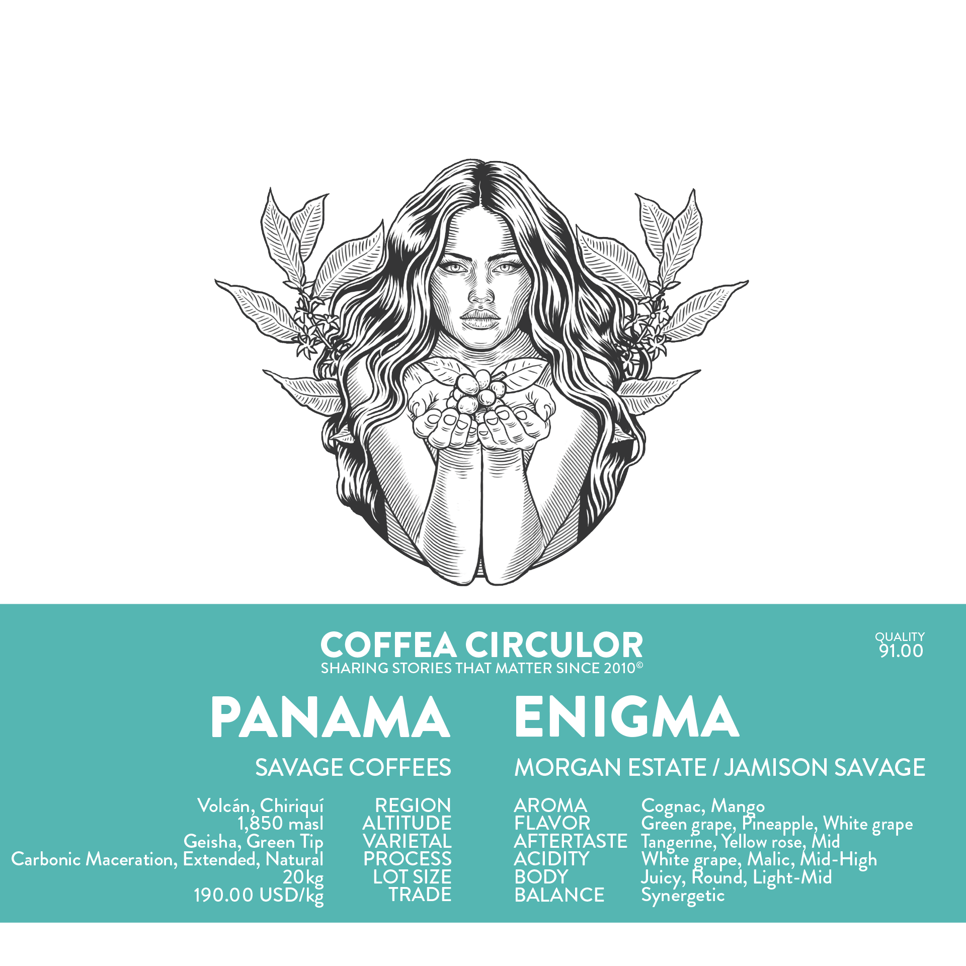 Image of Panama Savage Coffees Morgan Estate Enigma Geisha Carbonic Maceration Extended Natural