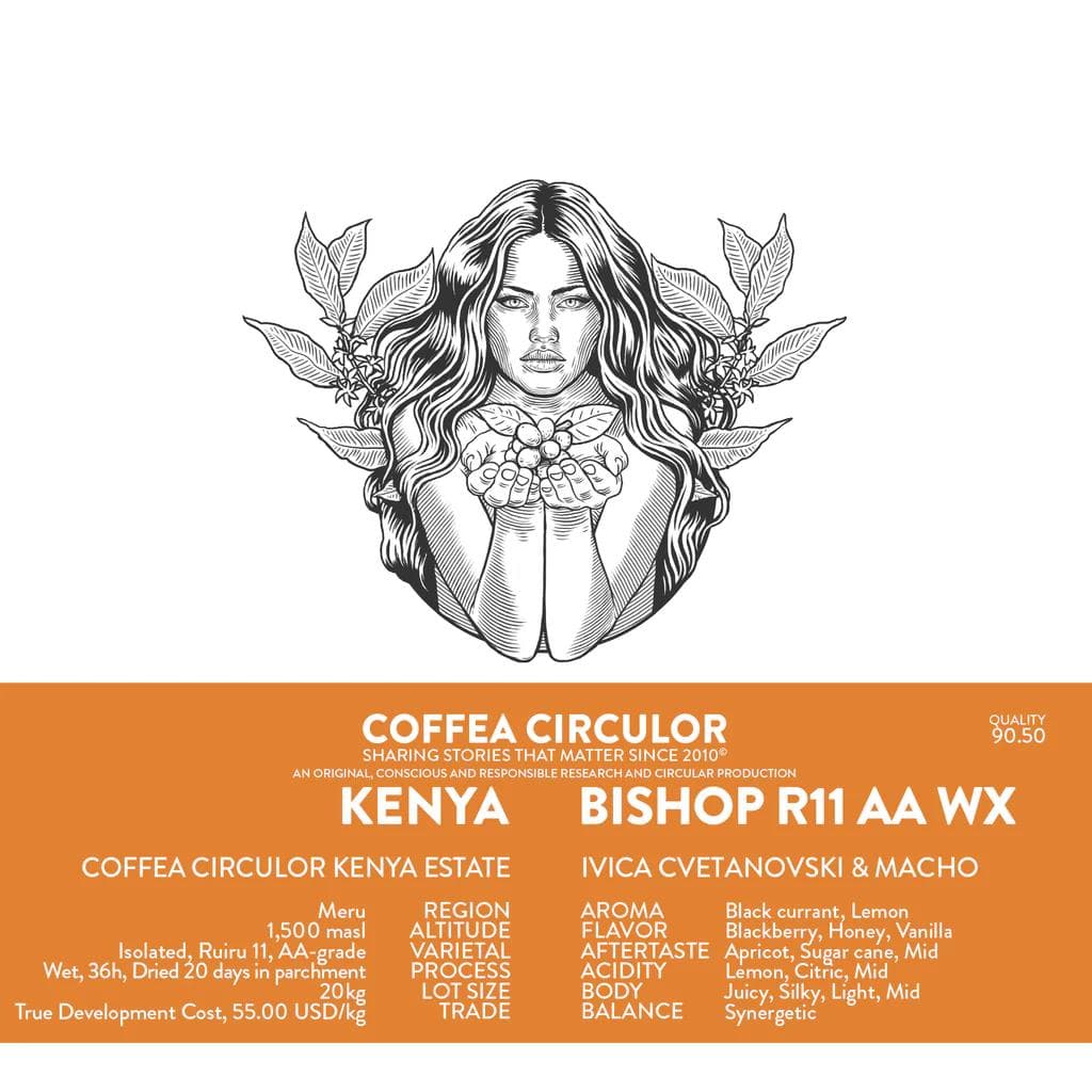 Image of KENYA Coffea Circulor Bishop Isolated Ruiru 11 AA Washed WX
