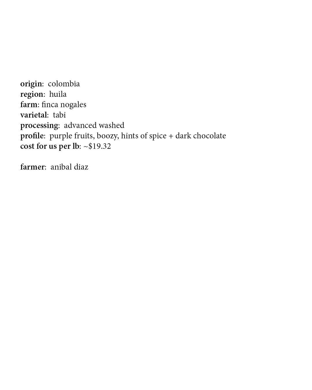 Image of Finca Nogales Advanced Washed Process Tabi