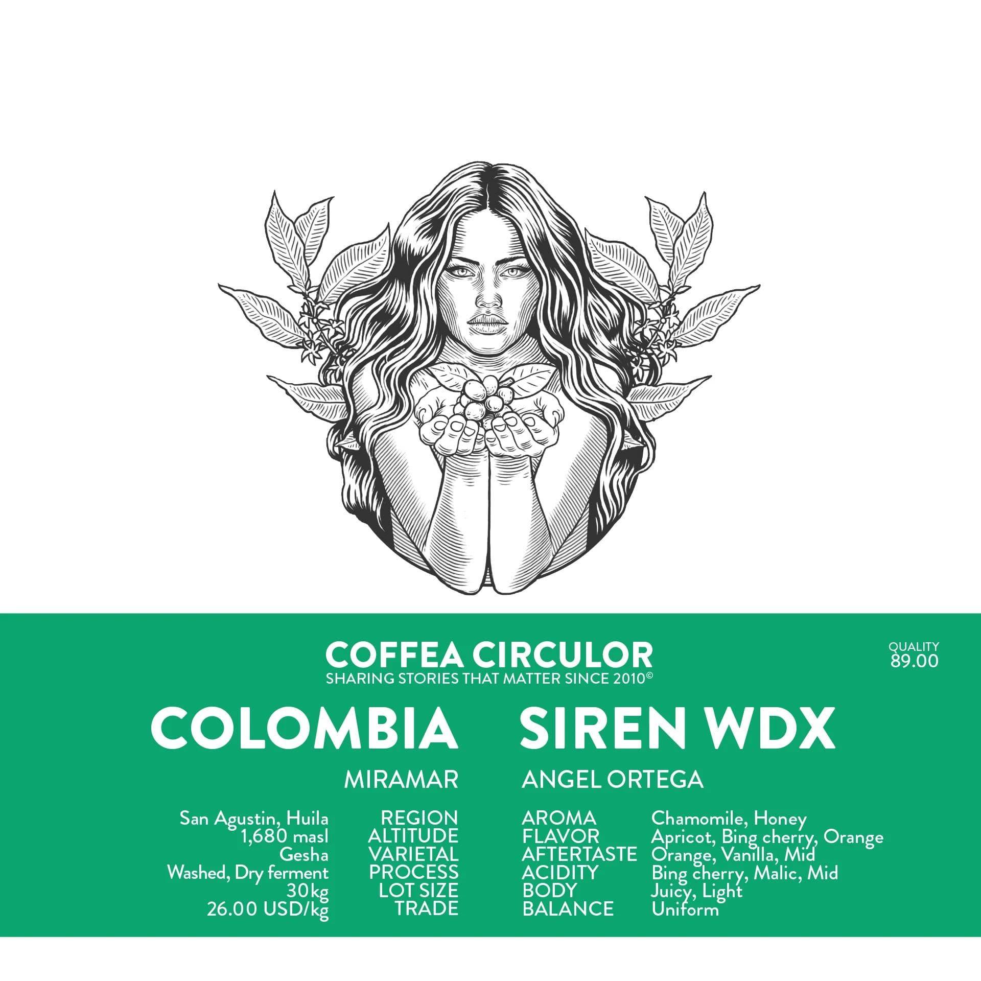 Image of Colombia Siren Geisha Washed Dry WDX