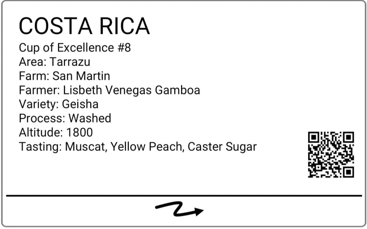 Image of  Costarica Coe 8th Geisha Washed Filter