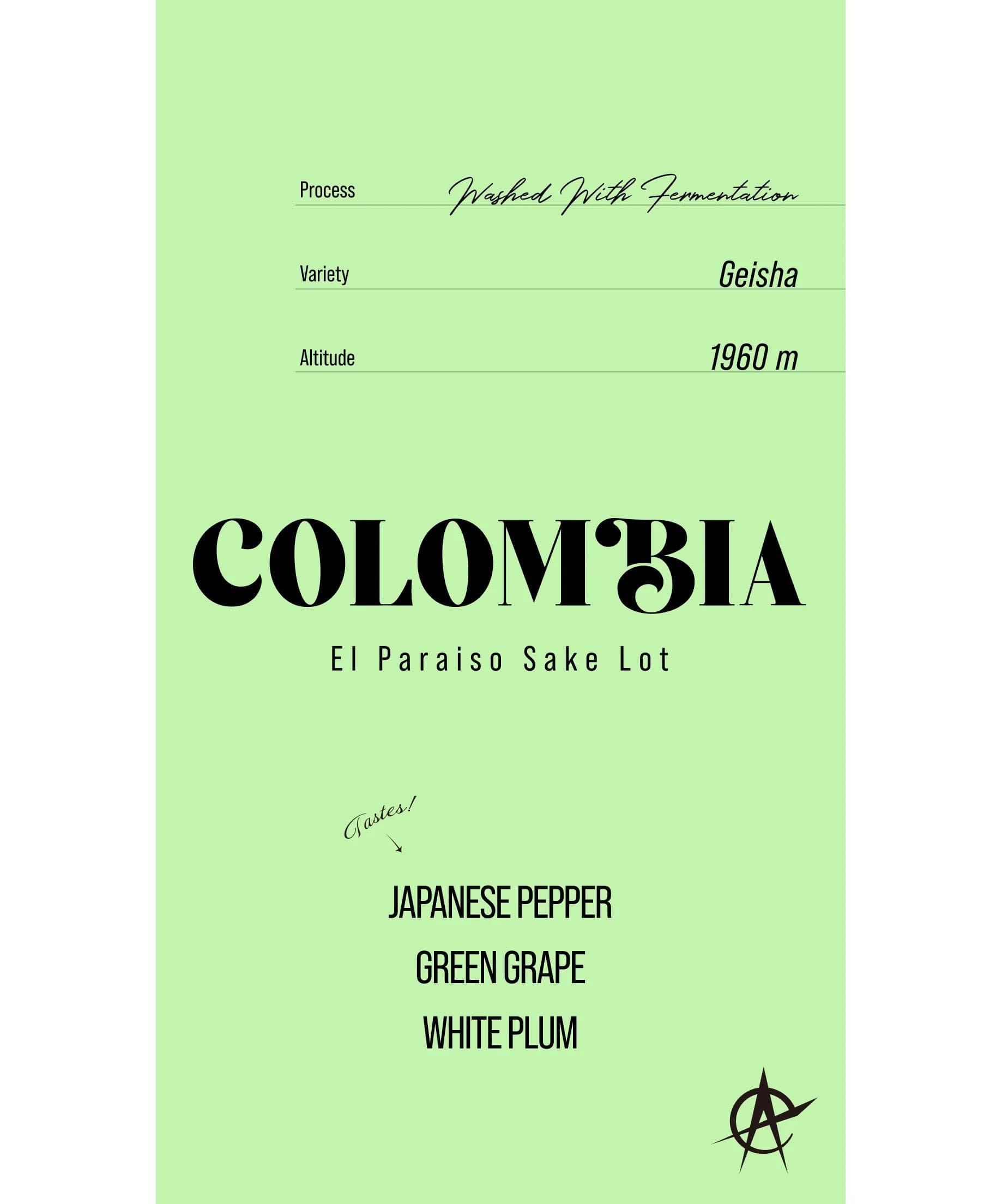 Image of Colombia El Paraiso SAKE Lot, Geisha - Washed with Fermentation