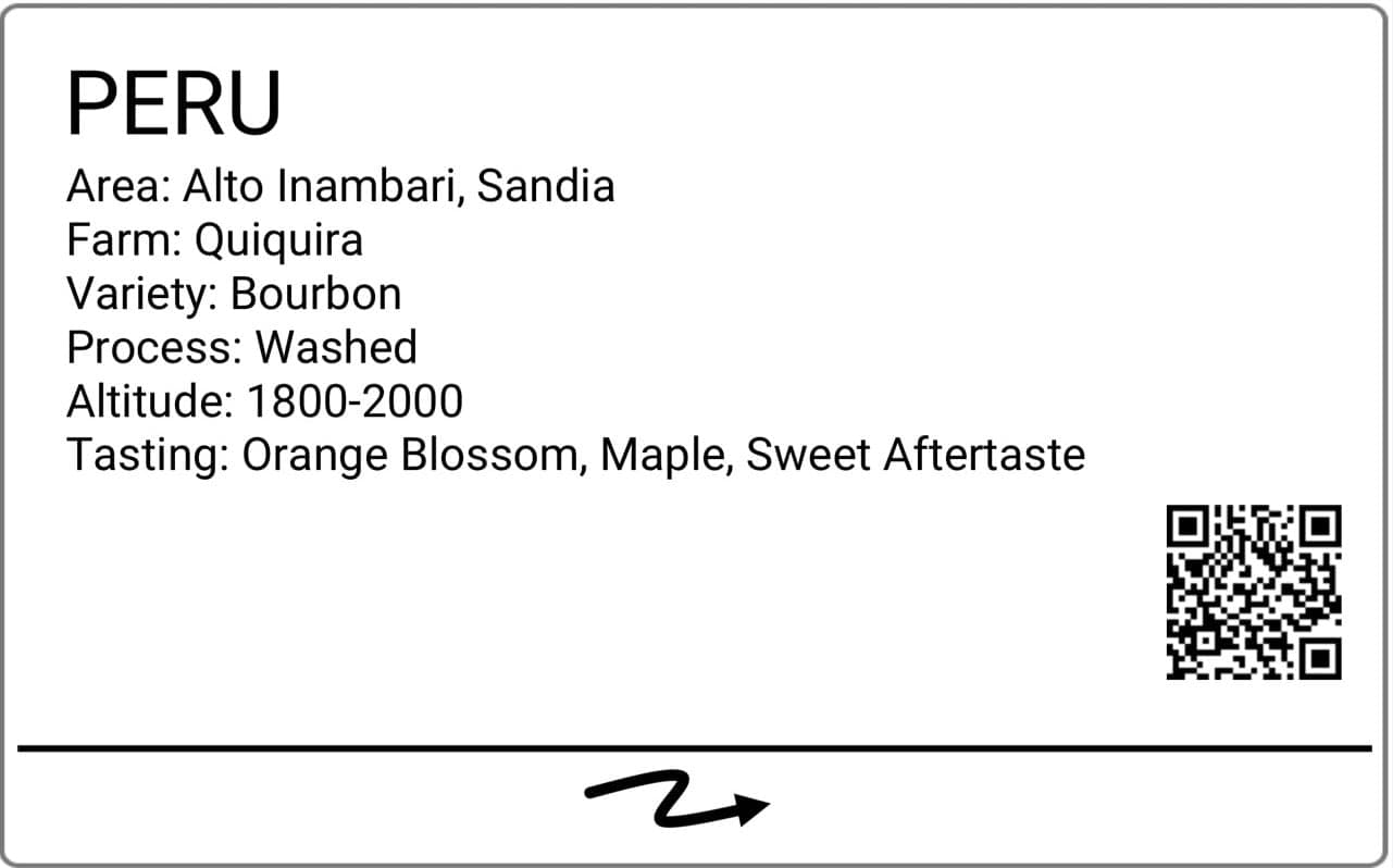 Image of Peru Quiquira Bourbon Washed Filter143