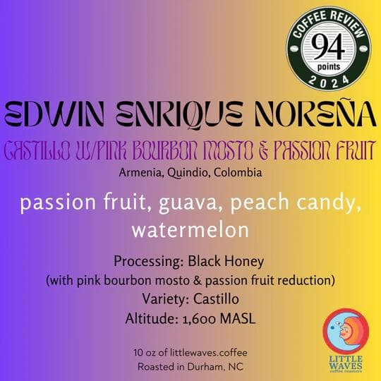 Image of Edwin Enrique Noreña Castillo Honey with Pink Bourbon Mosto & Passion Fruit - Colombia