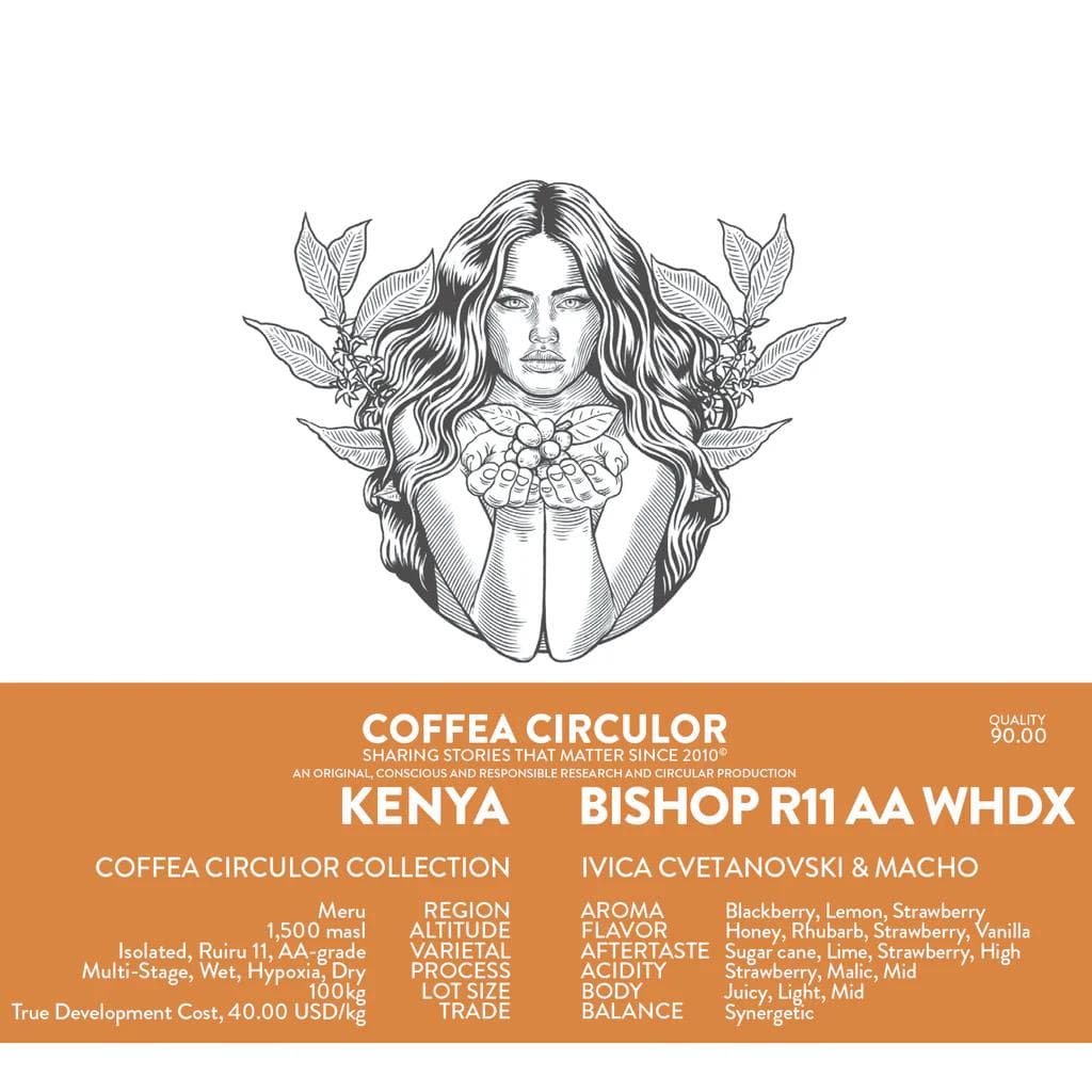 Image of KENYA Coffea Circulor Bishop Isolated Ruiru 11 AA Multi-Stage Wet Hypoxia Dry WHDX