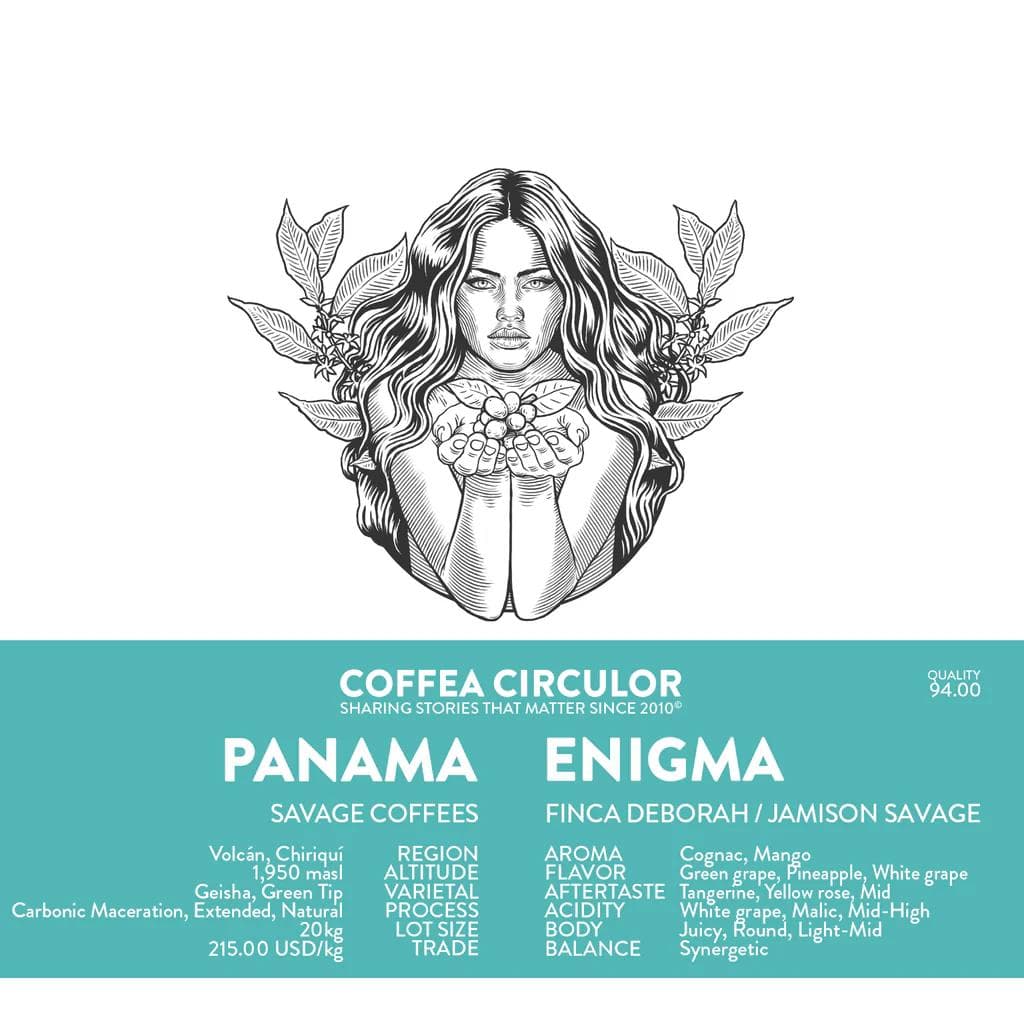 Image of PANAMA Savage Coffees Finca Deborah Enigma Geisha Carbonic Maceration Extended Natural