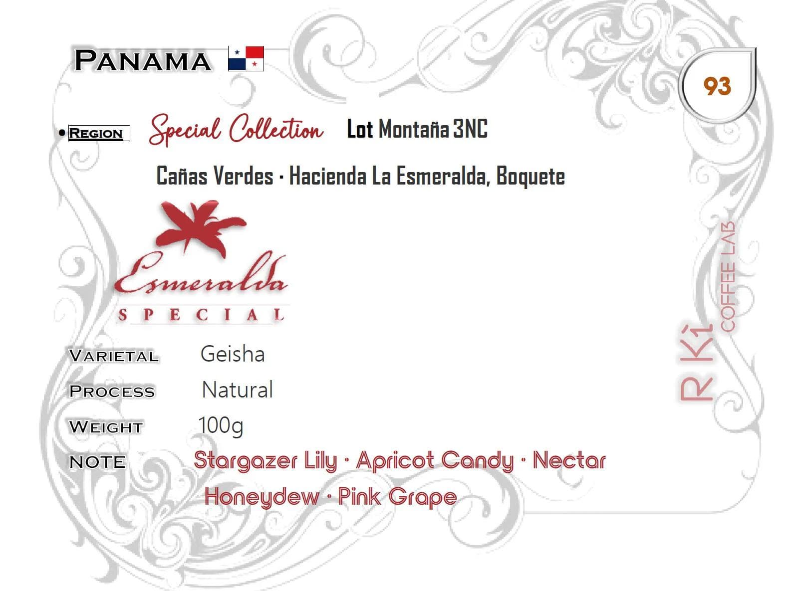 Image of Panama-Hacienda La Esmeralda Special Collection Montaña Geisha 3NC