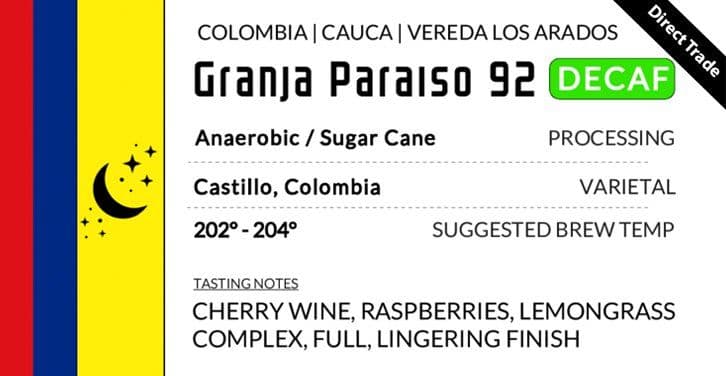Image of Decaf – Colombia Granja Paraiso 92