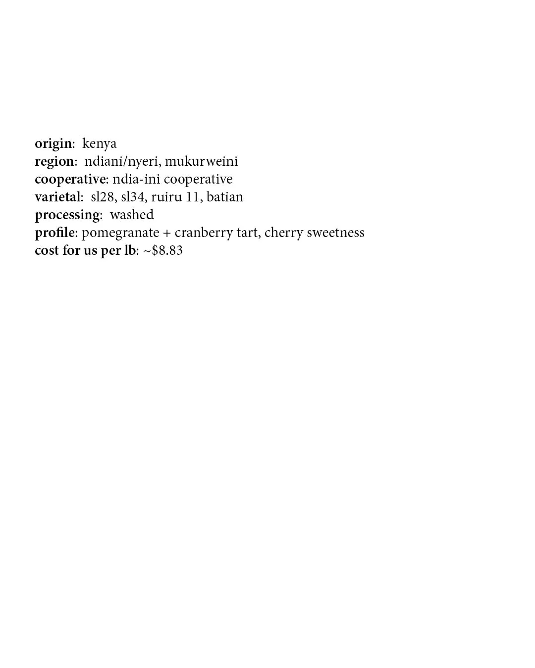 Image of Kenya NdianiNyeri SL28 SL34 Ruiru 11 Batian