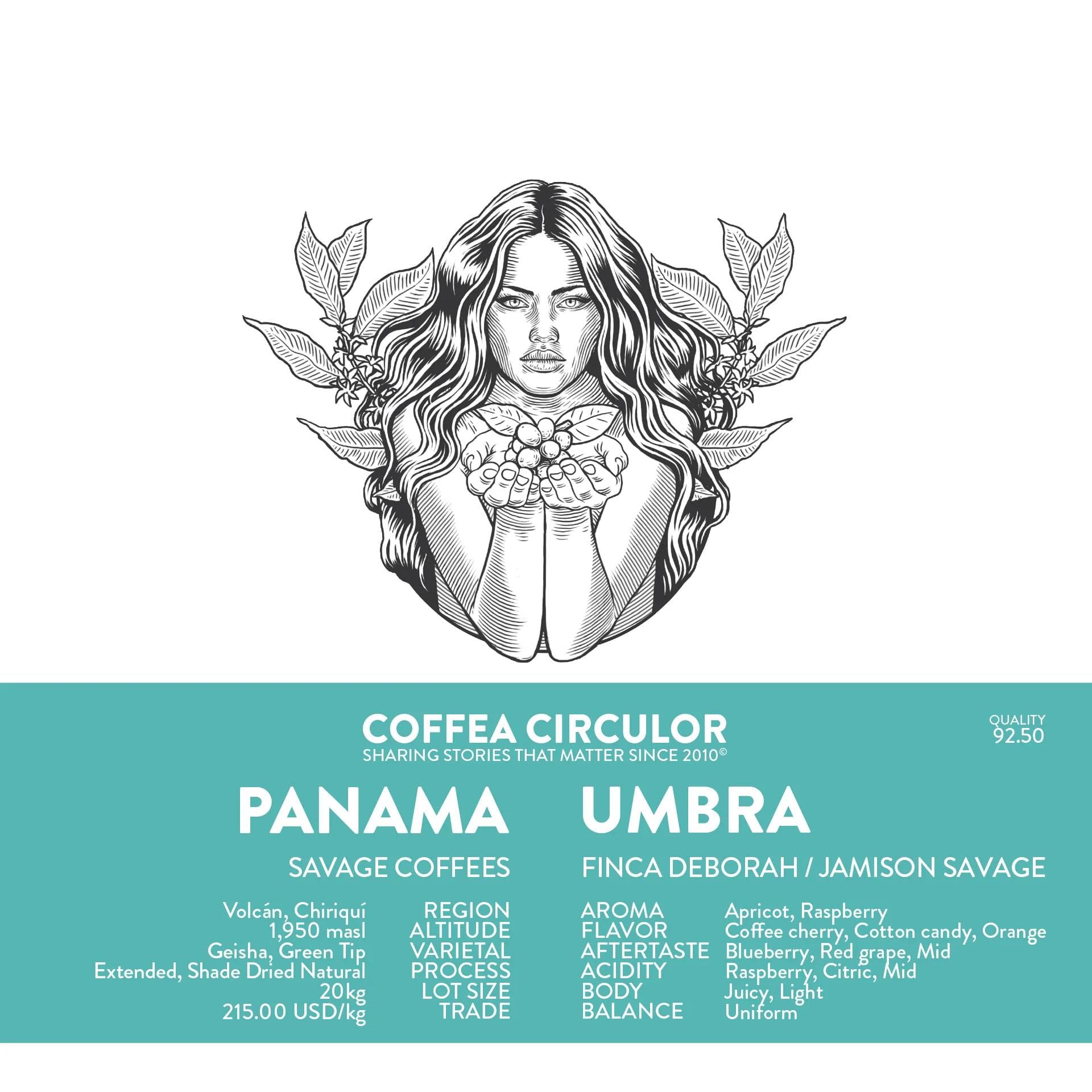 Image of Panama Savage Coffees Finca Deborah Geisha Umbra Extended Shade Dried Natural